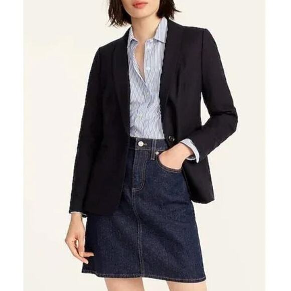 J.Crew‎ Navy Parker Blazer in Wool Flannel One-Button, Size 6P - Picture 2 of 12